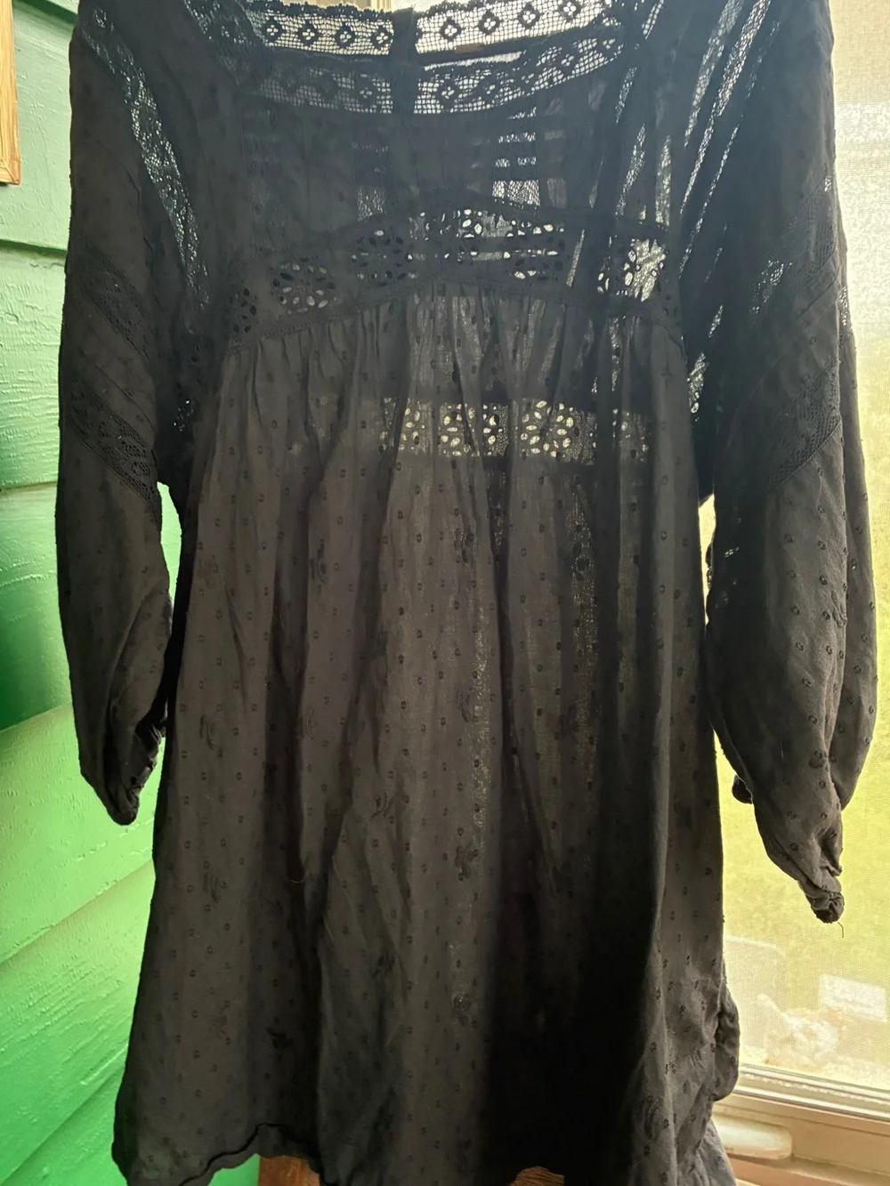 Free People Black Lace Yoke Tunic or Minidress